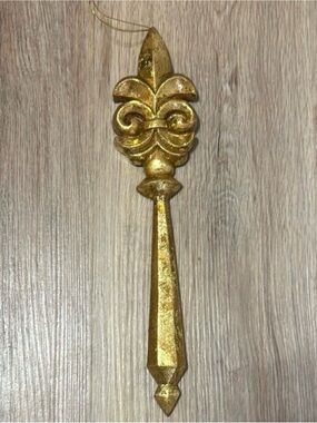 Vintage Gold Fleur de Lis Christmas Ornament Finial French Country 12”